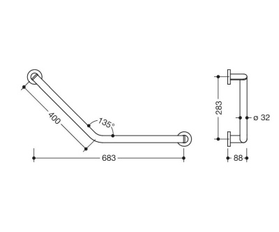 HEWI Metallics 'L' Shaped Support Rail - Brushed Brass